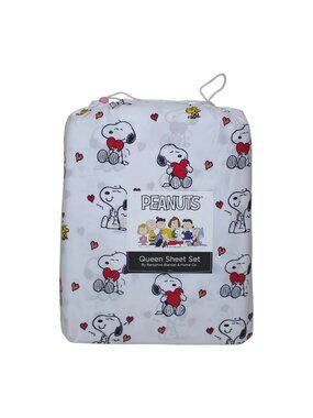 Peanuts Snoopy Hearts Queen Sheet Set Bedding Berkshire Romantic Valentines